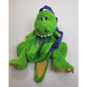 Stephen Joseph Dinosaur Silly Sac Green T-Rex Plush Zippered Children's Backpack